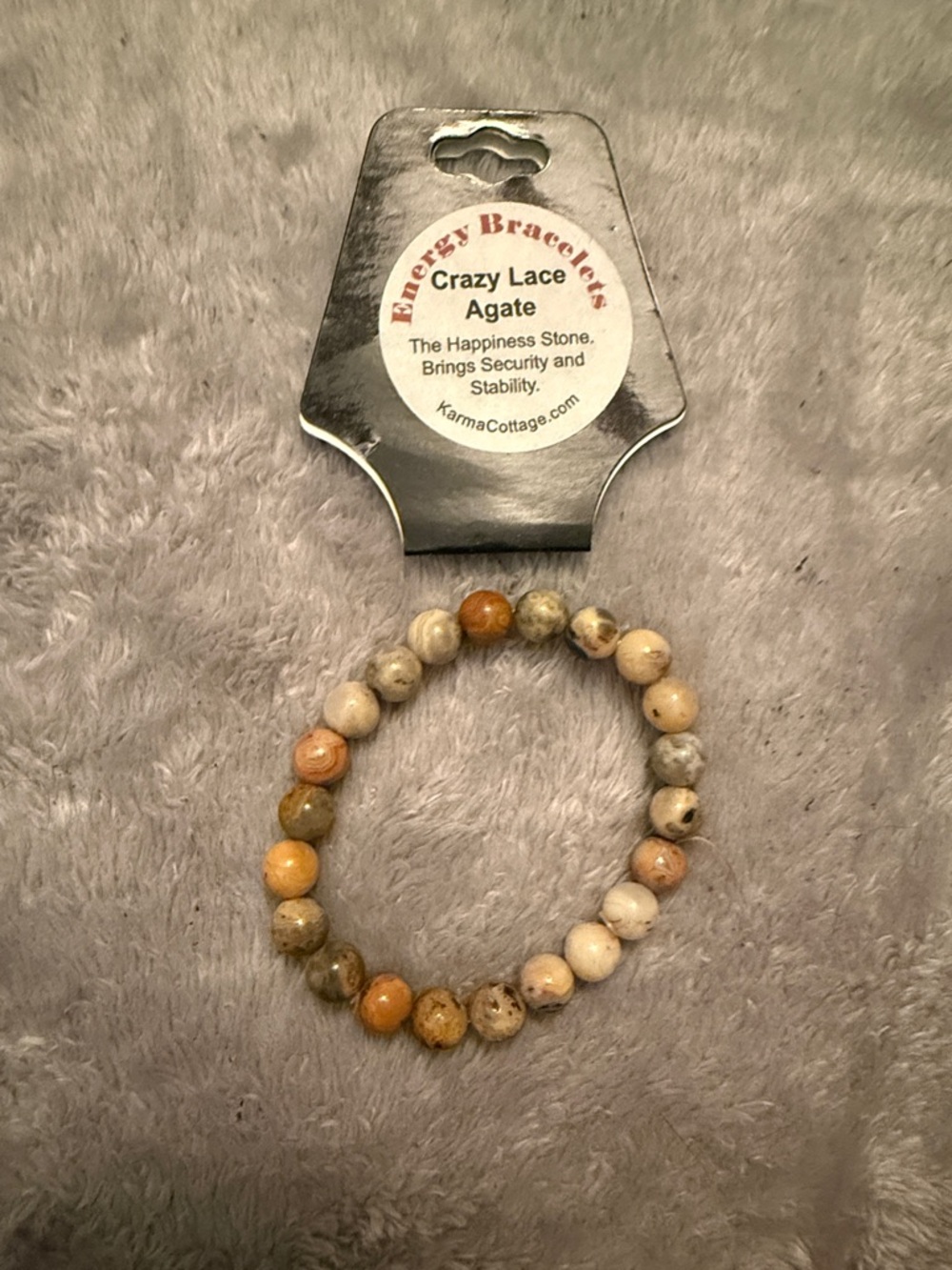 Crazy Lace Agate Beaded Stretch Bracelet - Multi-Color